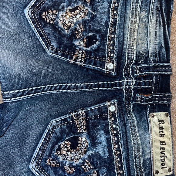Rose Gold Rock Revival Skinny Jeans - Picture 1 of 5